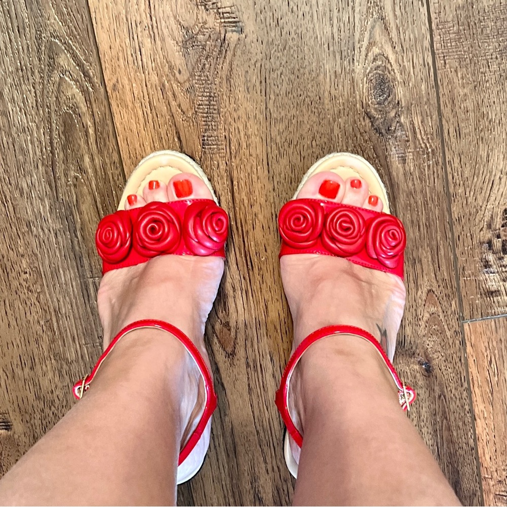 Kate Spade red leather wedges size 7.5